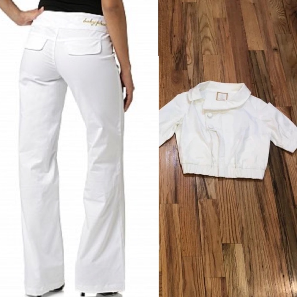 NEW  Baby Phat crop jacket w Pants M , 3 pantsuit out set white
